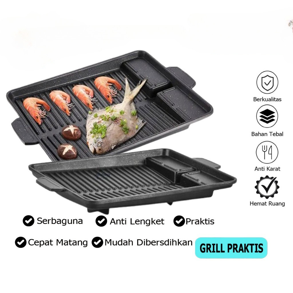 Grill Pan Yakiniku KOREAN BBQ Grill / panggangan KOREAN BBQ Grill Pan Anti Lengket