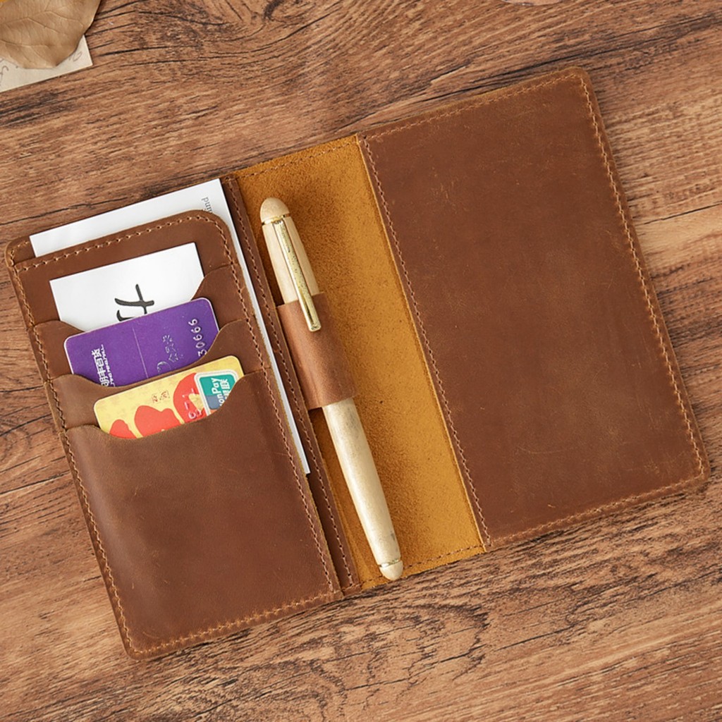 

Soft Leather Notebooks Journal for Field Notes with Card Holder, Retro Notepads Pocket Notebooks Cover for Moleskine Cahier