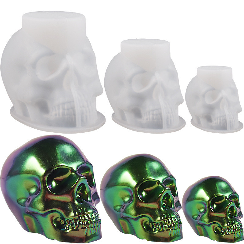 

Skeleton Head Ornament Silicone Mold DIY Epoxy Resin Candle Small Skull Head Keychain Pendant Halloween Handicraft Handmade