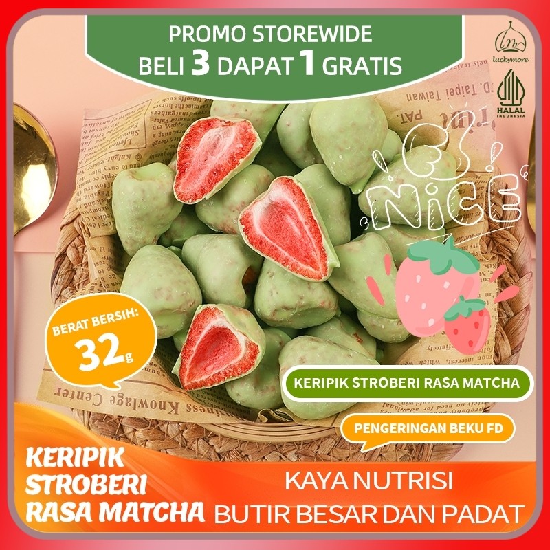 

[Luckymore] HALAL Stroberi Beku Kering Renyah Berlapis Matcha 32g- Stroberi Beku Kering dengan Lapisan Rasa Matcha, Camilan Segar dan Manis | Stroberi Matcha, Stroberi Beku Kering, Camilan Sehat, Tanpa Pengawet, Manis dan Renyah.