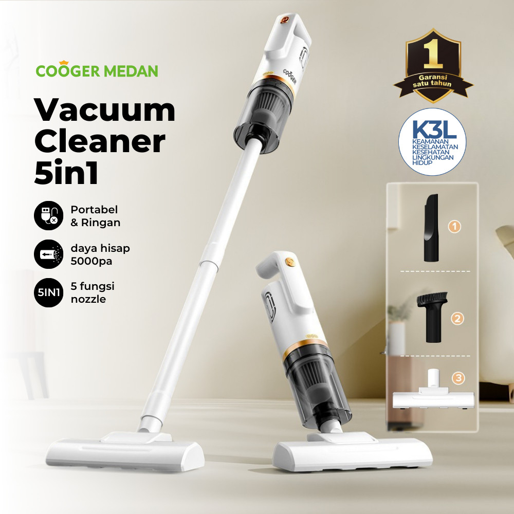 [    ] COOGER MEDAN Vacuum Cleaner Penyedot Debu 5 IN 1 Cordless Portable Alat Pembersih Lantai Serb