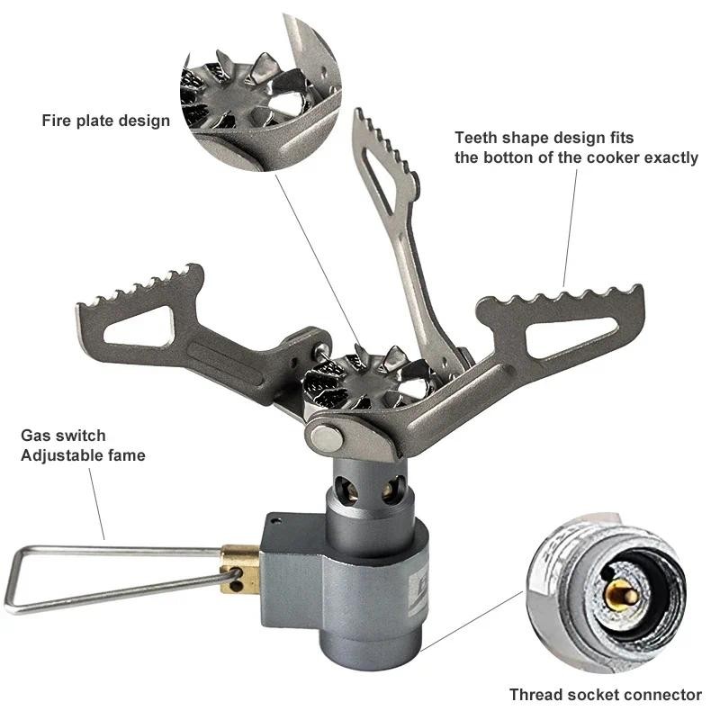 Outdoor Gas Stove Mini Titanium Camping Gas Stove Ultralight Stove Pocket Picnic Gas Stove Portable 