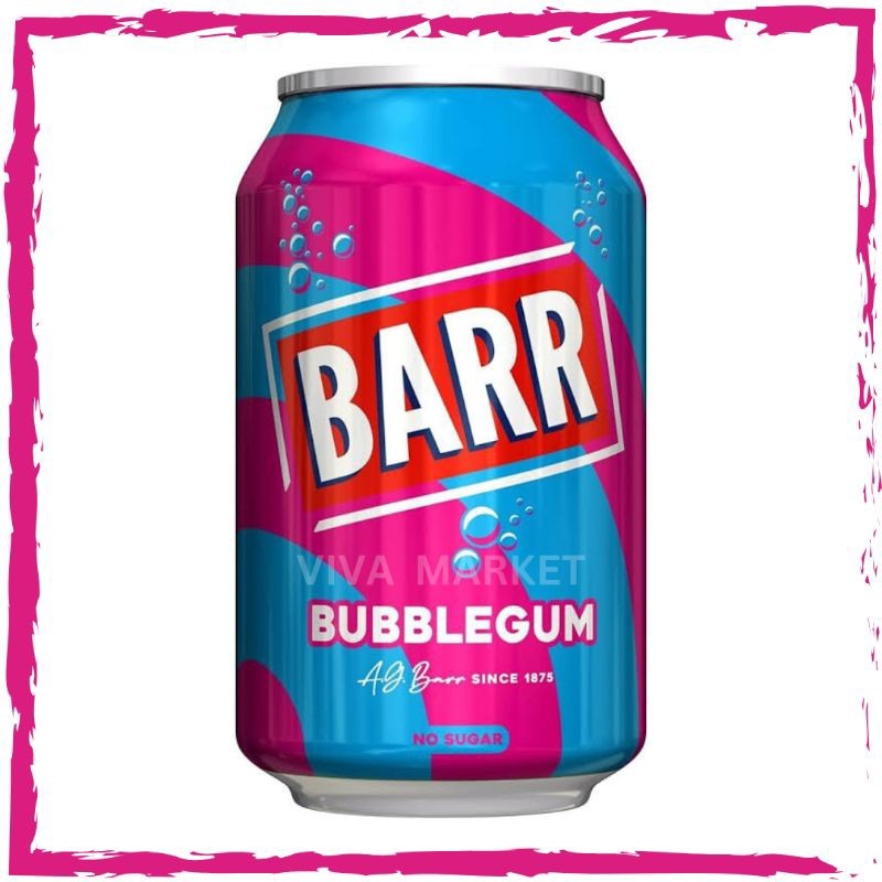 

Barr Bubblegum 330ml. Sparkling Mixed Fruit. No Sugar. Original UK