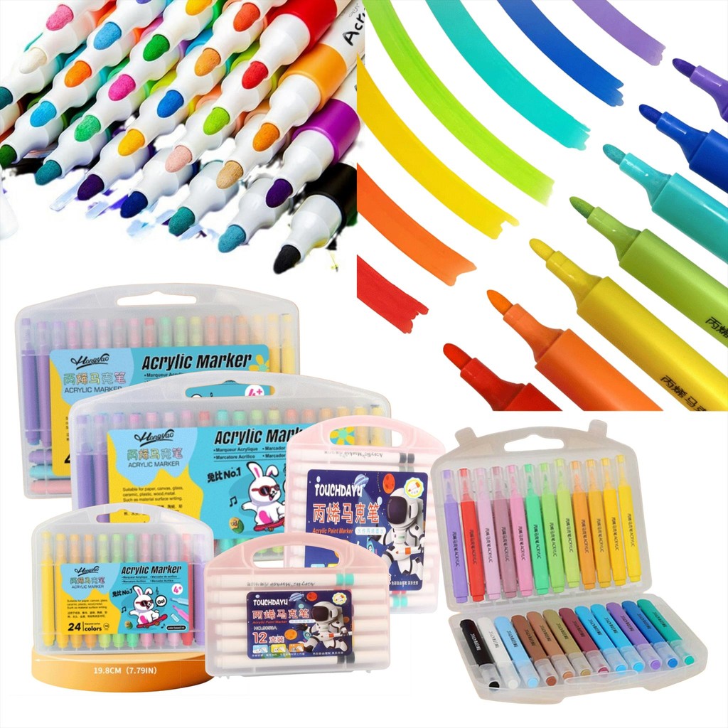 

MW044 Spidol Marker Acrylic Akrilik Marker Pen Gambar Mewarna 12 24 36 48 Warna Awet Tahan Air Anak