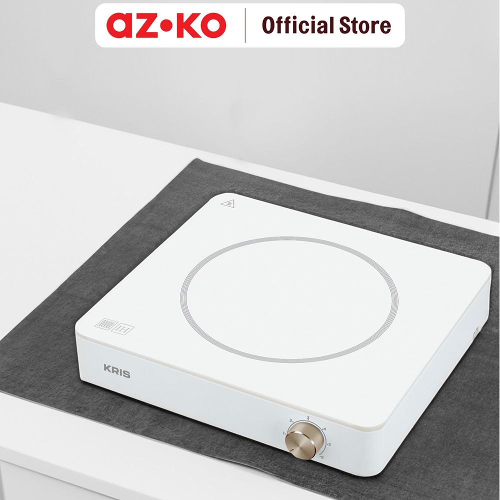 Azko Kris Kompor Listrik 200-1300 Watt Square - Putih Electric Stove Kompor Elektrik 1 Tungku