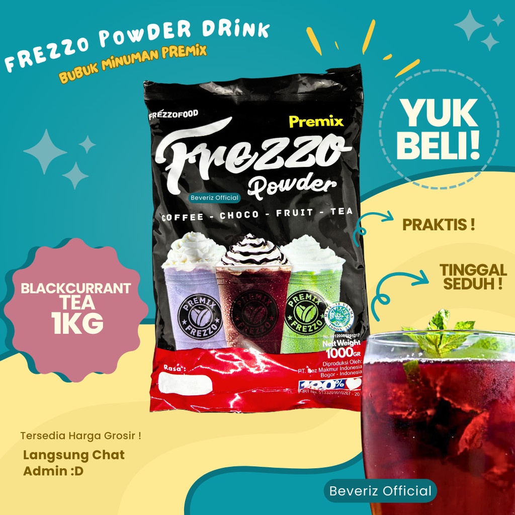 

BEVERIZ Frezzo Bubuk Minuman Rasa Teh Blackcurrant | Boba Powder Drink Blackcurrant Tea 1 Kg / 1000gram { Bisa COD} {Tersedia Harga Grosir}