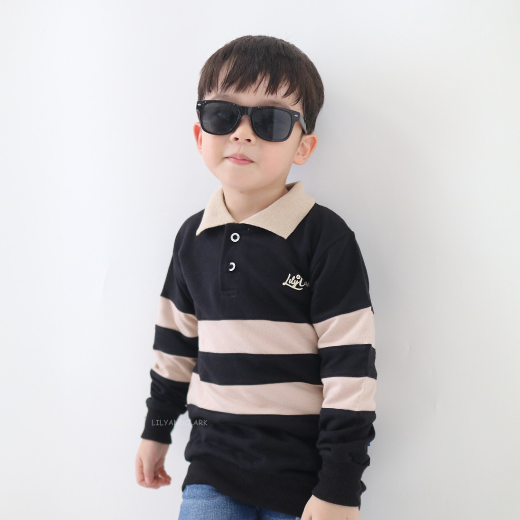 LMC74 LILY AND CLARK Sweater anak warna Hitam combine Mocca ST23