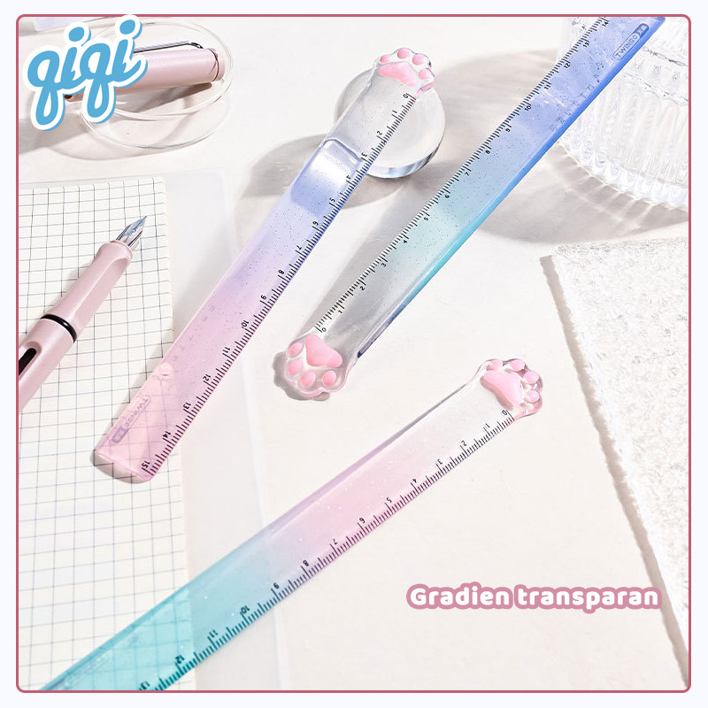 

Penggaris Cakar Kucing Gradien Transparan 15cm Ruler 1 pcs Penggaris berwarna merah muda - Qiqi Treasure