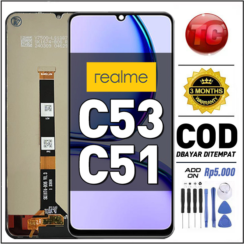 LCD Realme C53 C51 Original touchscreen hp ori asli fullset Crown Murah Ori Compatible For Glass Tou