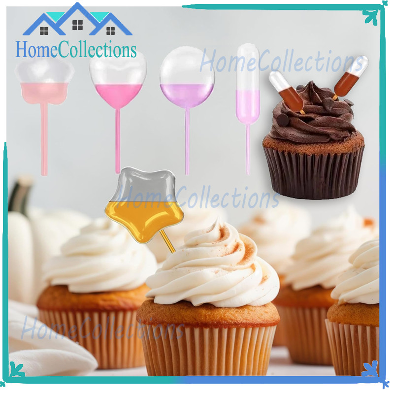 50 pcs Pipet tetes kue 4ml pipet plastik infuser untuk puding cupcake dessert pipet cupcake pipet vl