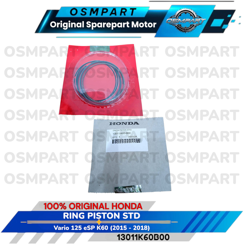 RING PISTON SEHER SET SIZE STANDAR VARIO 125 ESP HONDA 13011K60B00 ORIGINAL