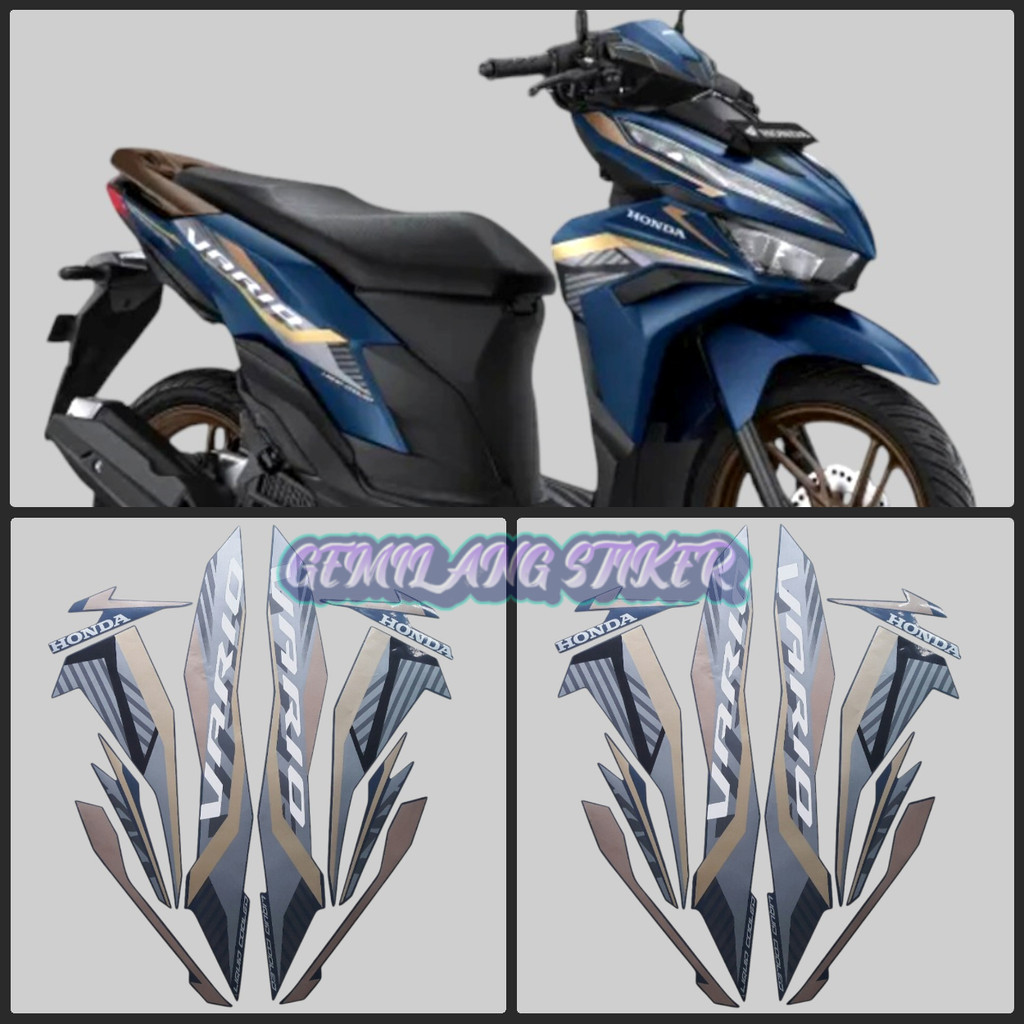 Striping Decal Polet Sticker Honda Vario 125 2022 Cbs-Iss Biru Doff stiker list body motor standar