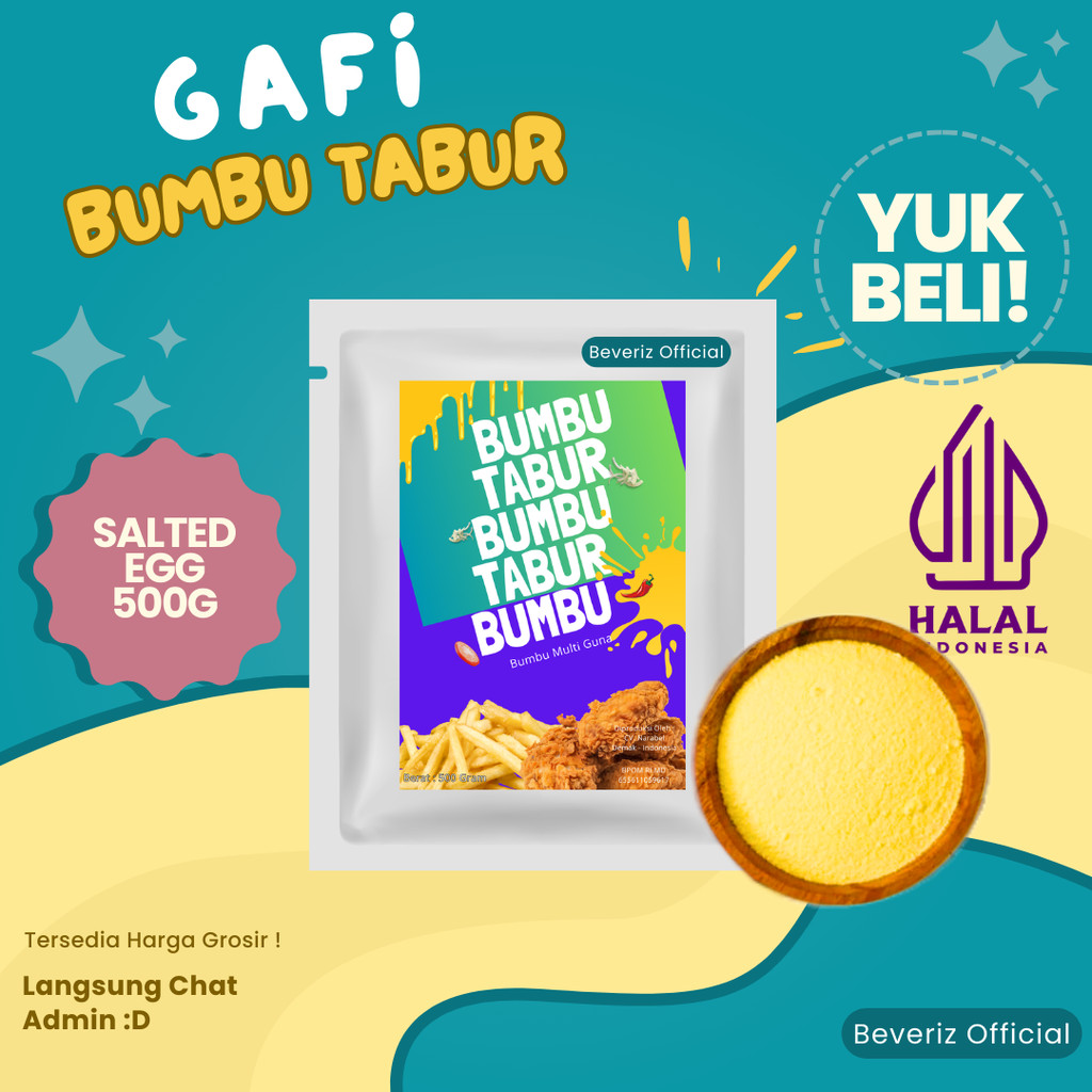 

BEVERIZ BUMBU TABUR SALTED EGG ( TELUR ASIN) 500G {BISA COD}{TERSEDIA HARGA GROSIR}