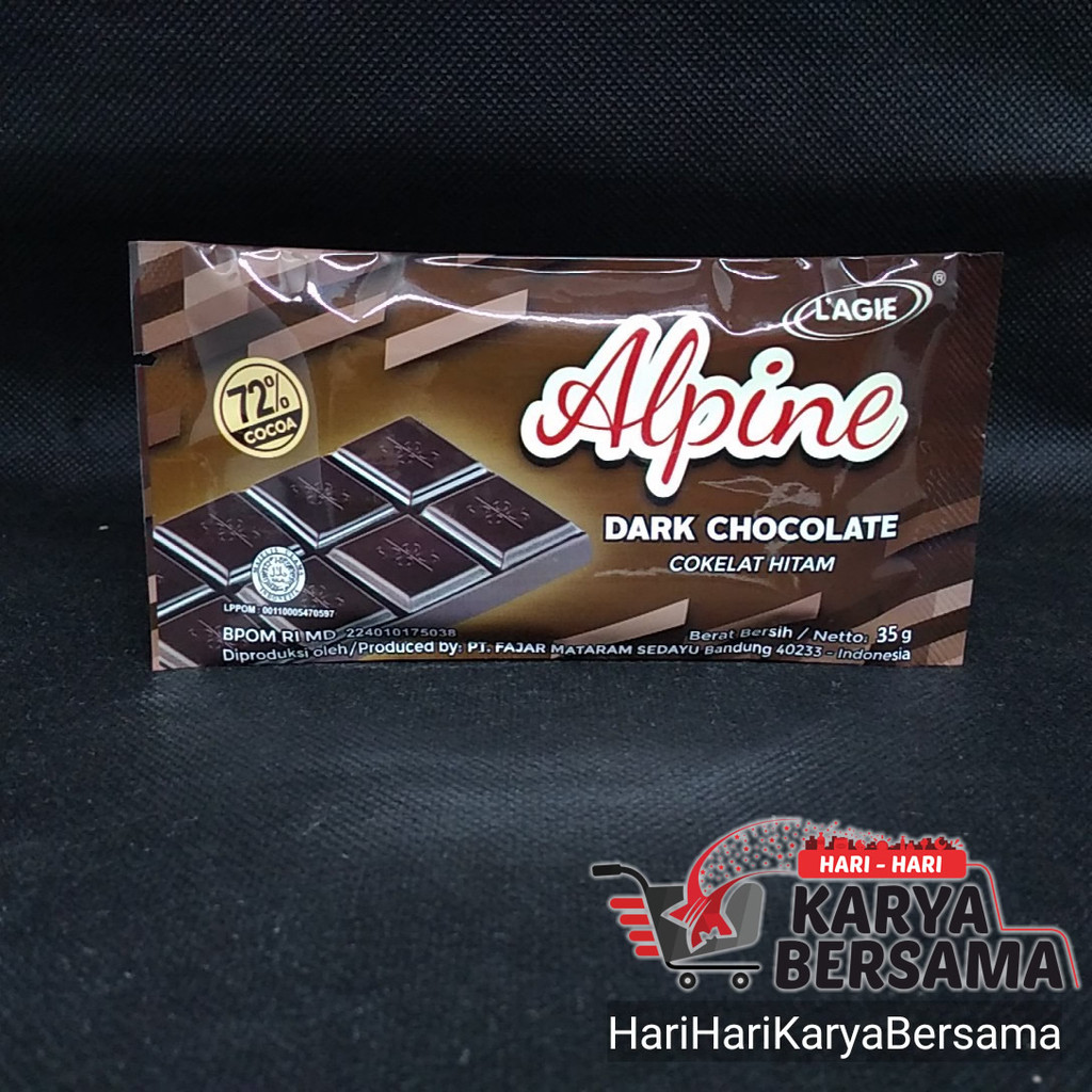 

MAKANAN RINGAN CHOCOLATE L'AGIE ALPINE DARK CHOCOLATE BATANG 35GR