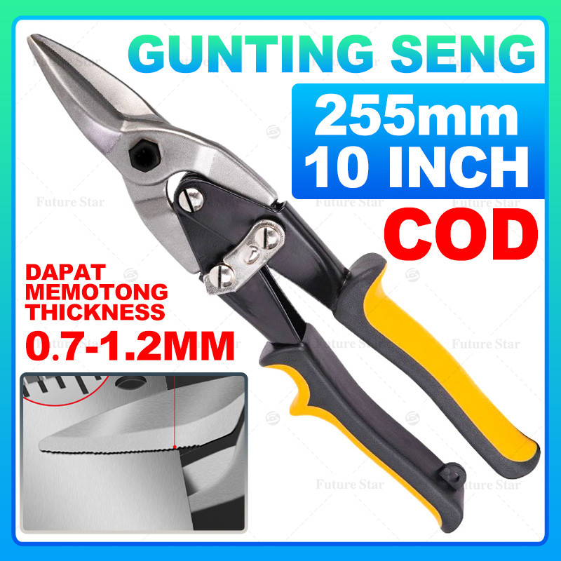 

Gunting Baja Ringan 10" inch / Aviation Tin Snips / Lurus Gunting Holo Plat Seng / Heavy Duty Metal Cutter Shears For Cutting Sheet Metal, Straight Cut, Chrome Vanadium Steel - 10inch