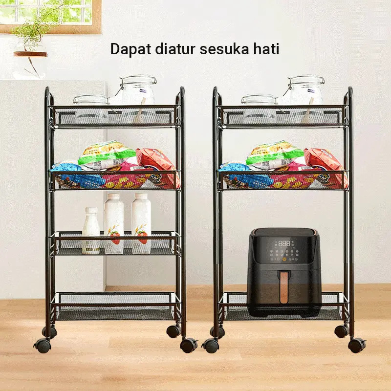 SERBAGUNA Mehaa Rak Troli GINGER Rak Penyimpanan troli besi 4 susun / Trolly 4 layer ada roda / Trol