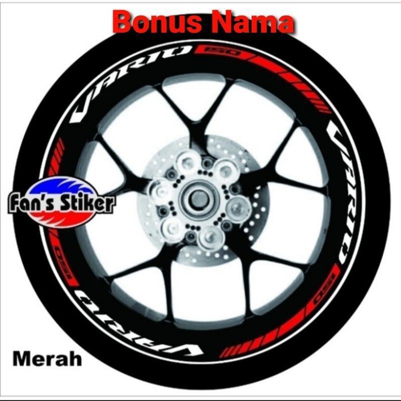 Cutting Stiker Lis Roda Motor Vario 110 125 150,velg Vario Murah - Merah 1  Set