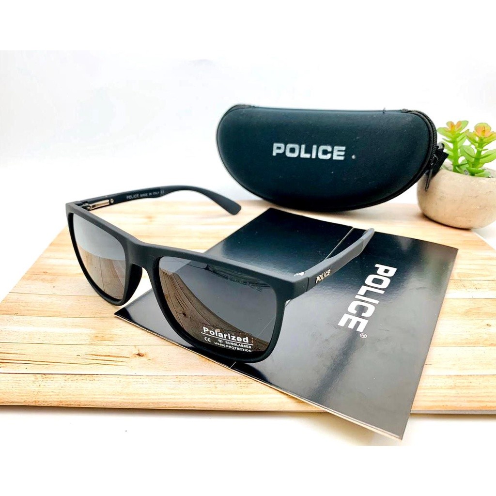 Kacamata Hitam Pria Police 1043 Polarized + UV 400 Full Black TSB