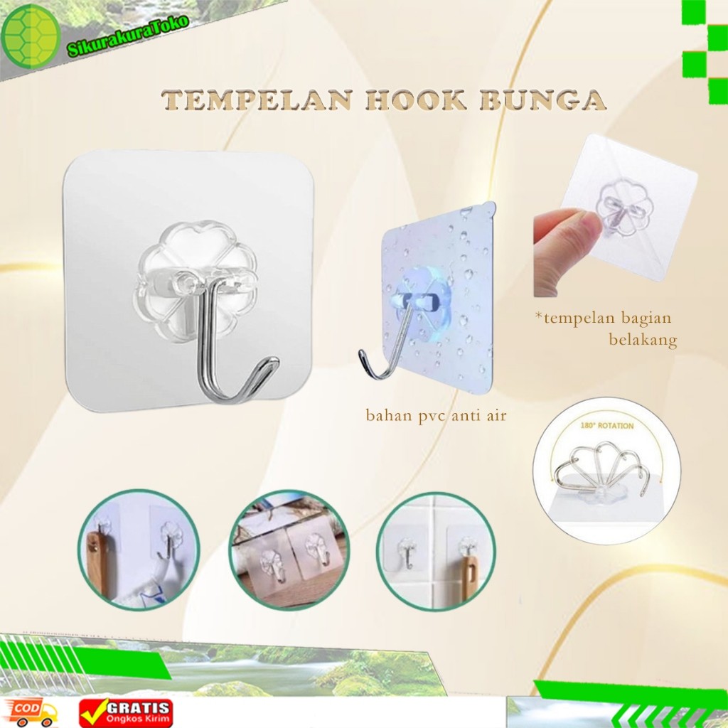 (Skr) Wall Flower Hook Kait Gantungan Baju bunga kail kuat murah serbaguna