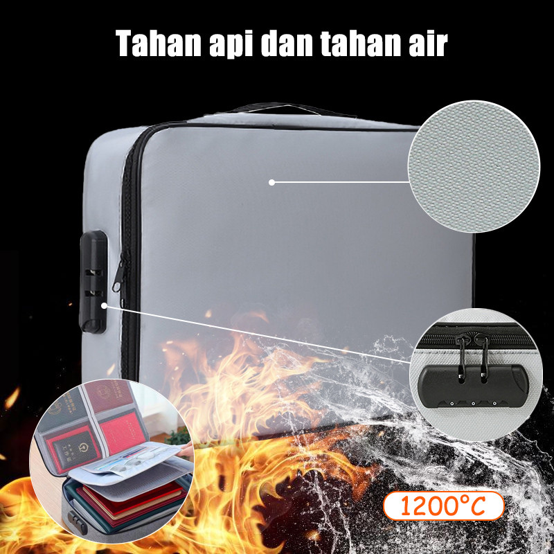 Stella Tas penyimpanan file tahan api dan Tas dokumen paspor tahan air dan tahan api folder rak file