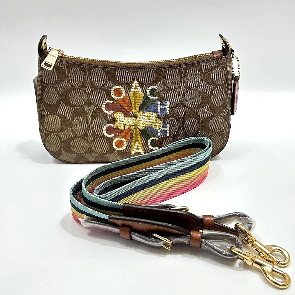 Coach Jes Baguette Signature Rainbow Radial