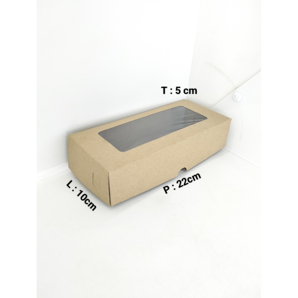 10 PCS BROWNIES BOX KRAFT MIKA 22X10X5 LAMINASI 365 GSM