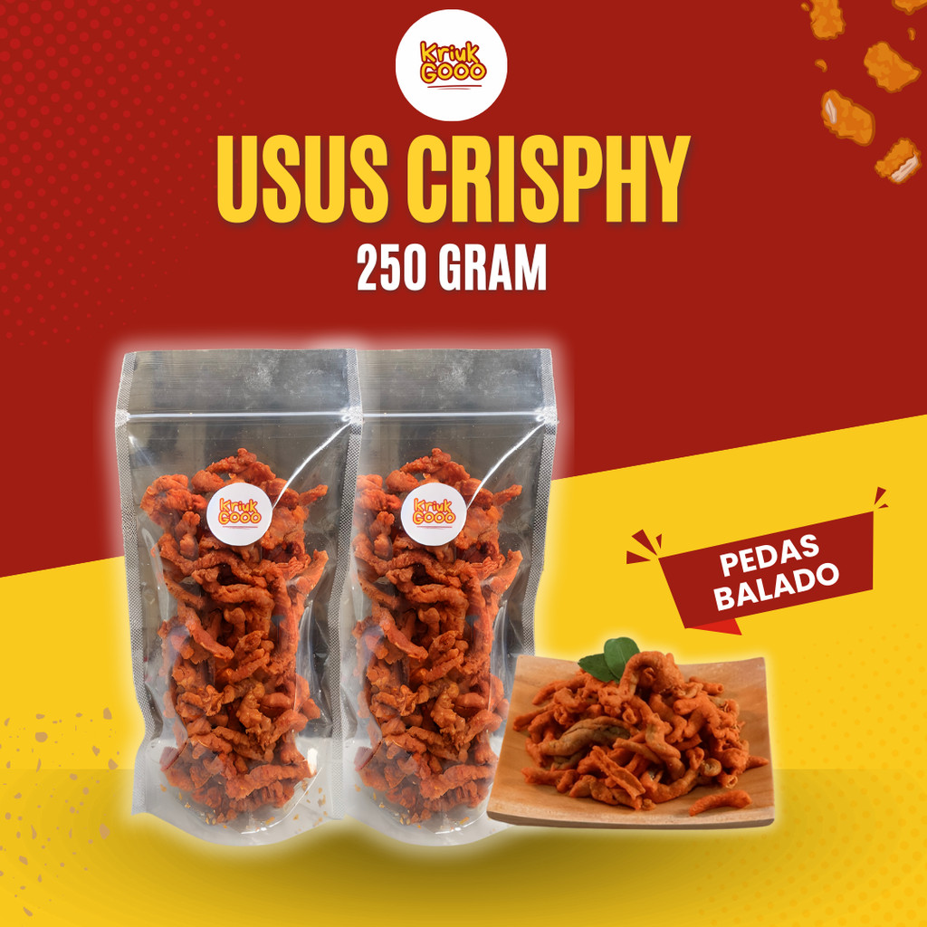 

Keripik Usus Ayam Crispy Varian Pedas Balado 250 Gram