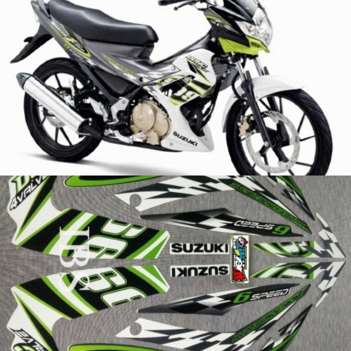 STRIPING SATRIA F FU HIJAU 2012 LIS ORI POLET Stiker STIKER