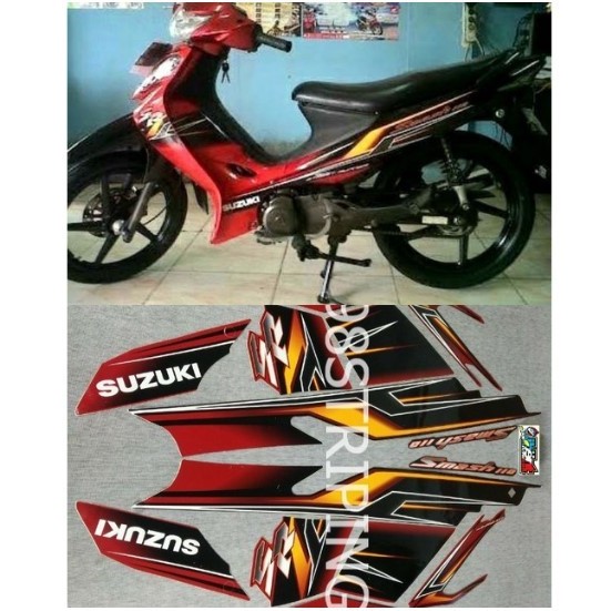 STRIPING SMASH 110 MERAH HITAM 2009