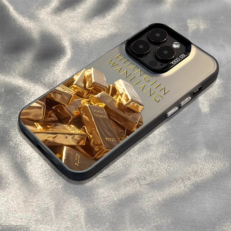 CYK0100 Emas batangan case iPhone seri Kompatibel untuk case hp iPhone 11 12 13 14 15 pro promax cas