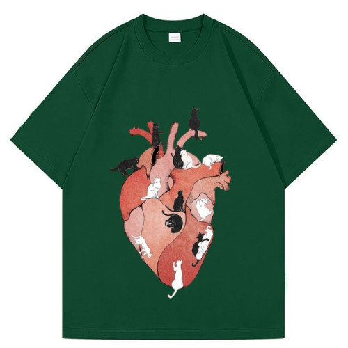 CAT HEART II tshirt costum hijau botol