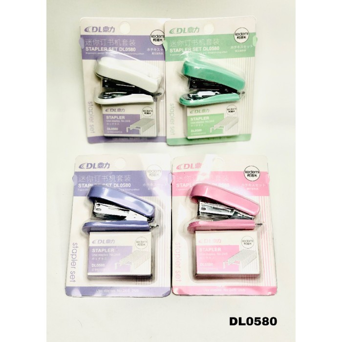

Set Stapler Mini Dingli DL0580 Hekter Impor Isi Staples no 24/6 Jepretan Kertas Warna Pastel Free Staples Alat Kantor Sekolah - Stapler Mini DL0580