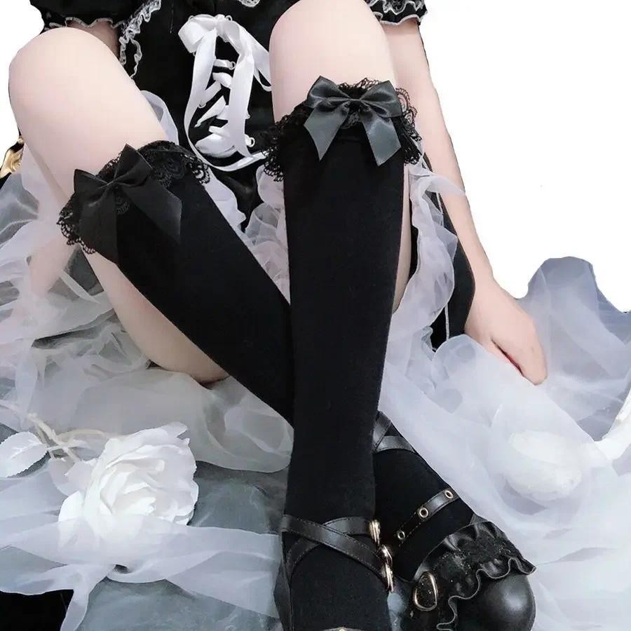 Lolita Lace JK Stockings Bow Knot Lolita Socks Female Long Socks Lolita Soft Sister Jk Uniform Knee 