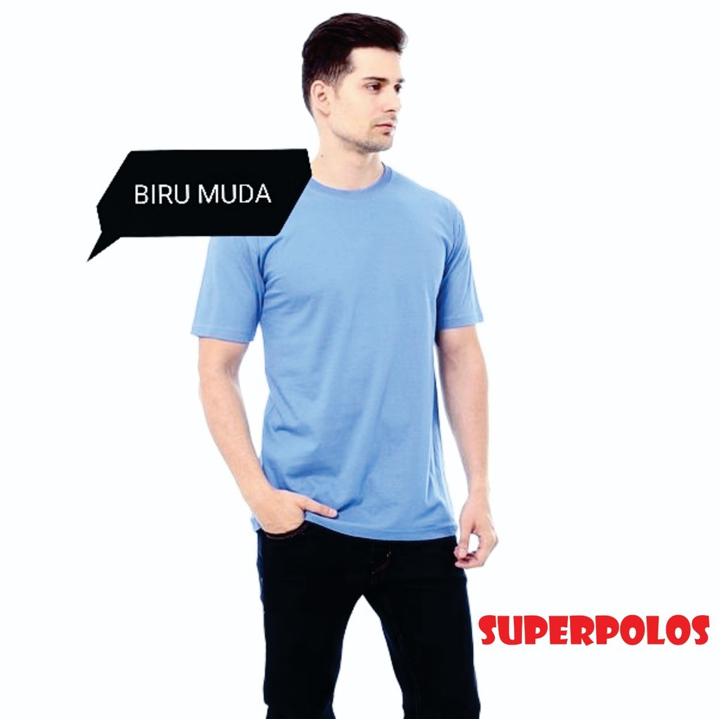 BIRU MUDA LAUT PENDEK KAOS POLOS COMBED 30s KATUN PRIA & WANITA - PLS