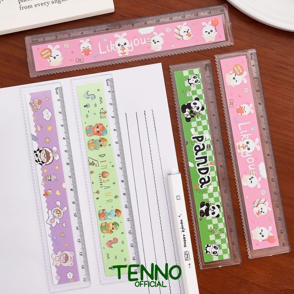 

TENNO Penggaris Ukuran 15 cm Dikirim Random Kartun Karakter Bahan Plastik Gelombang Ruler Garisan Lurus Alat Tulis