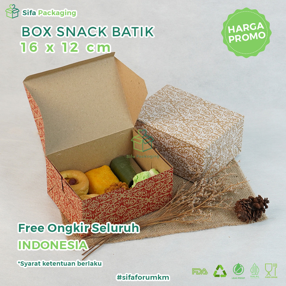 

Snack Box 16x12 Kraft Batik Dus Kue Box Snack Kotak Donat Bolu