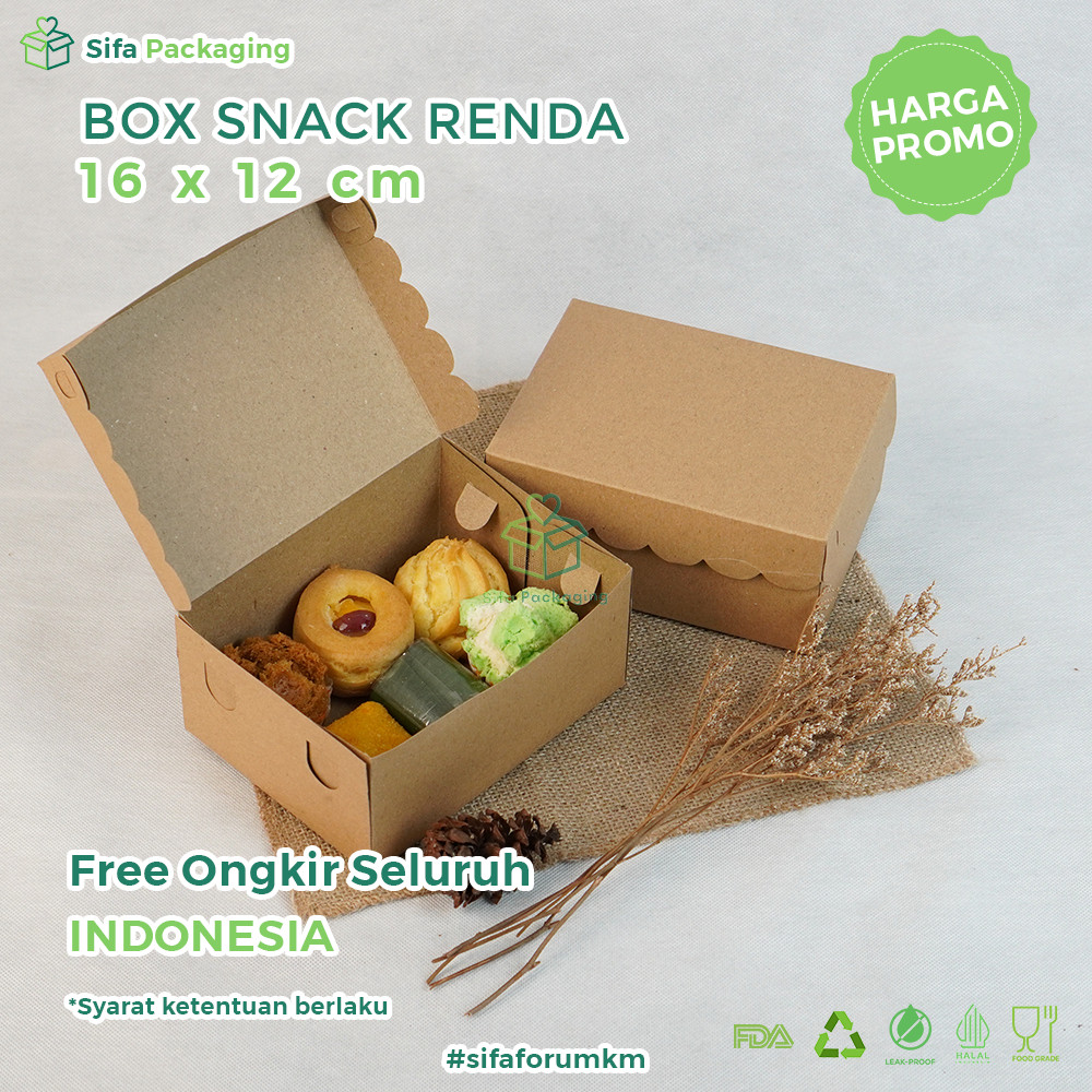 

Snack Box 16x12 Kraft Dus Kue Box Renda Snack Donat Kue