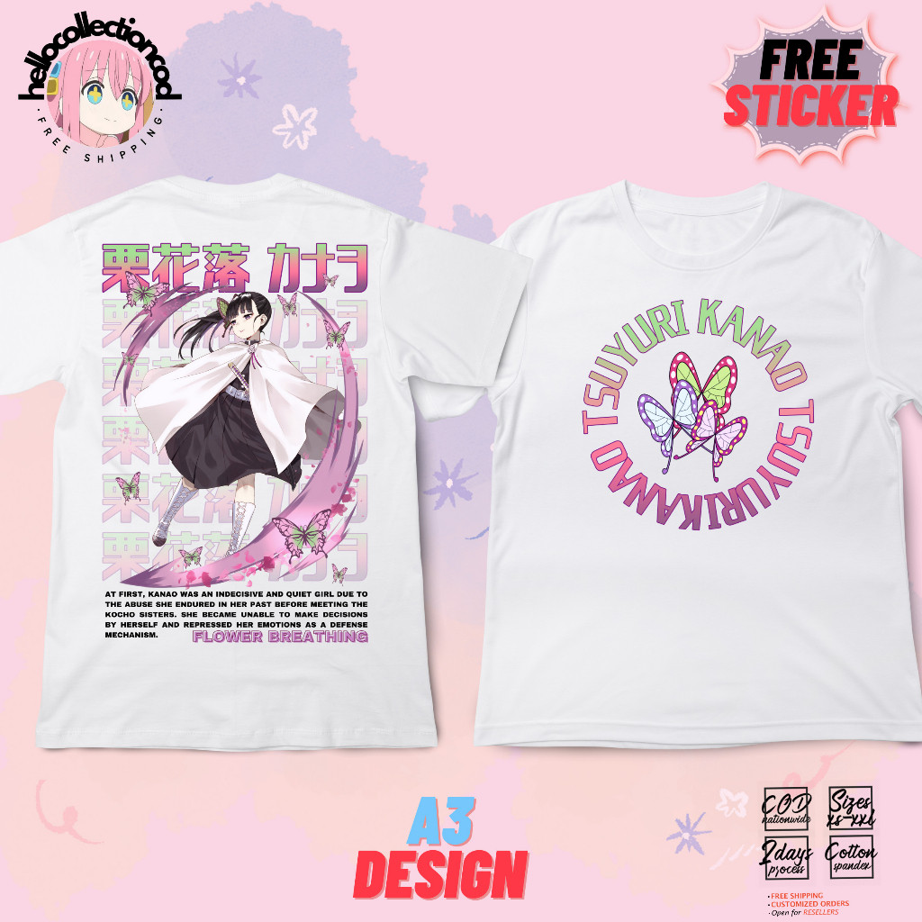 Kaos Baju Demon Slayer Kanao Tsuyuri Gradient A3 Anime Shirt