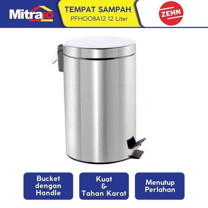 Baru Zehn Tempat Sampah 12 Liter Soft Close Stainless