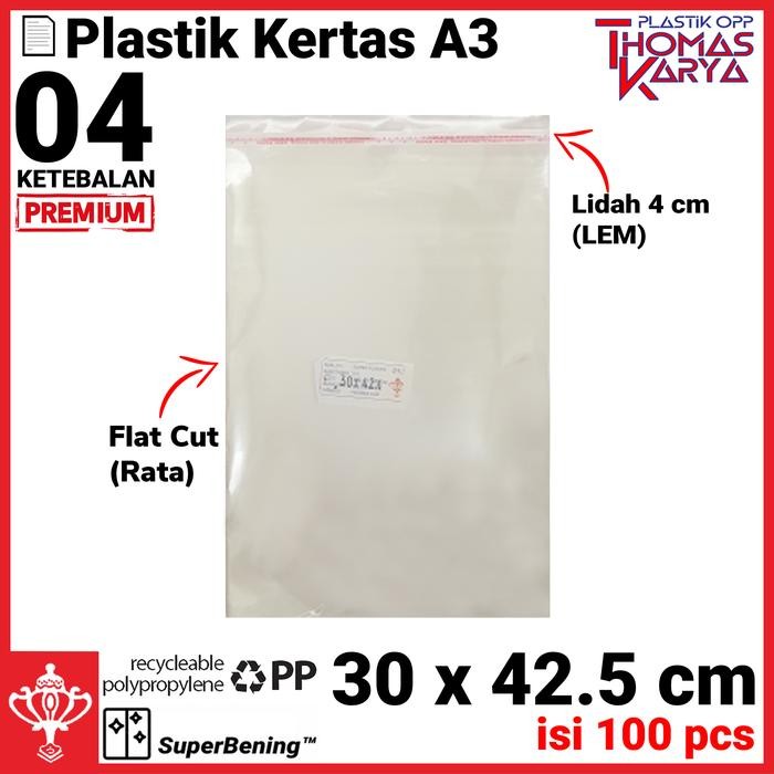 30x42.5 cm Plastik OPP TEBAL (LEM) | Plastik A3 | Plastik Hijab