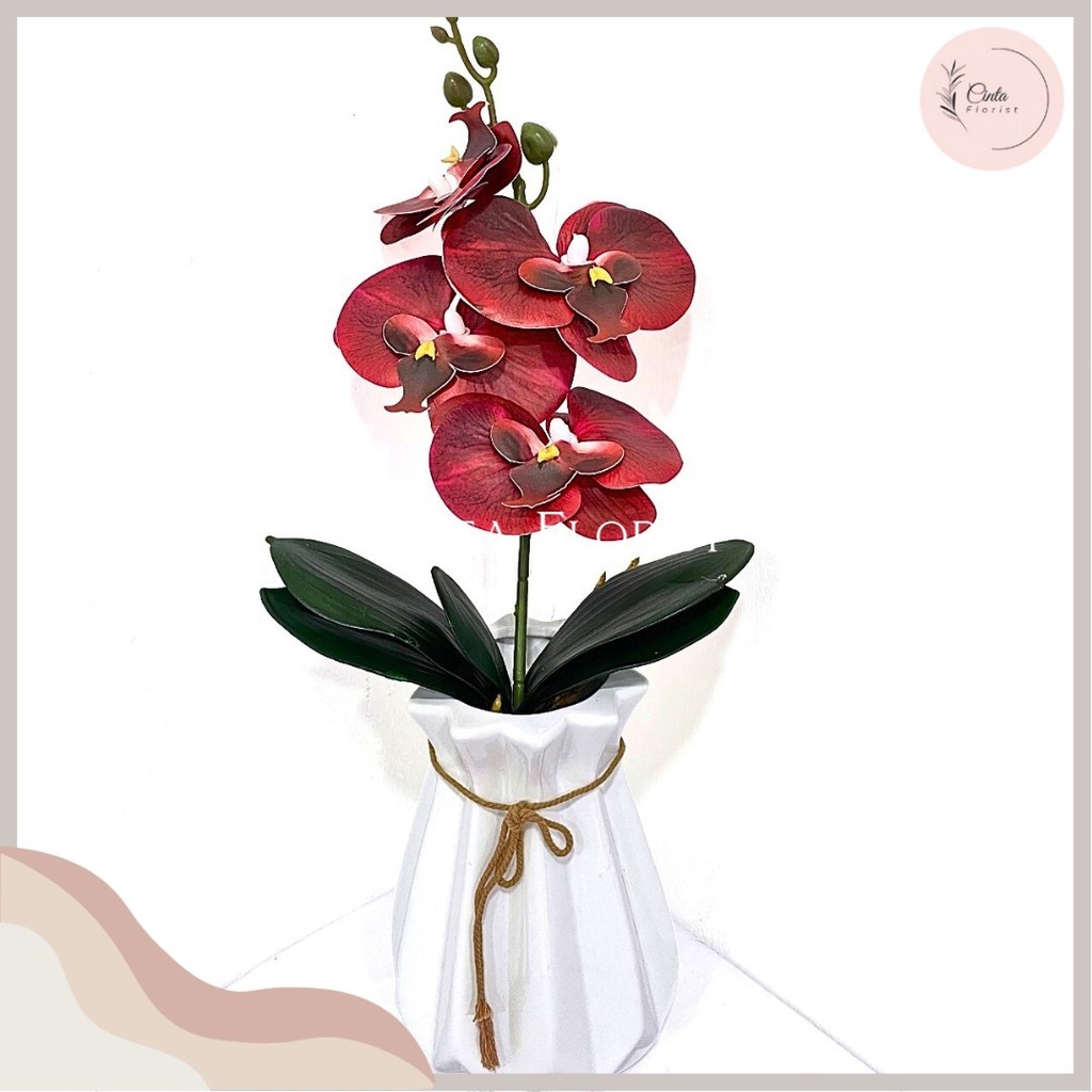 Anggrek Latex Mini & Daun Anggek Premium/Daun Anggrek Bunga Hias Dekorasi/ bunga anggrek (NK-200)