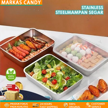 【COD】Zebra Nampan Persegi Baking Tray Baki Stainless Steel Cocok Untuk Oven Microwave Dilengkapi Den