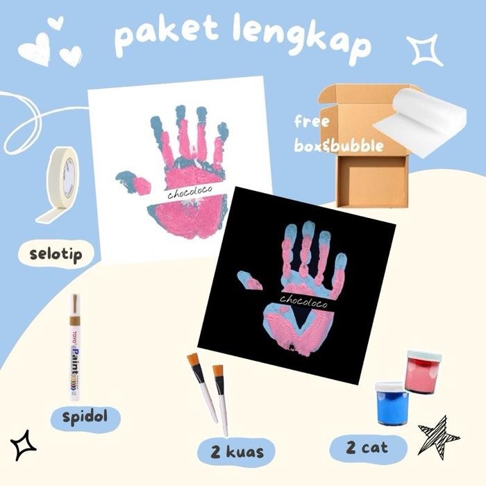 

Promo (free box) PAKET LENGKAP HAND PAINTING KIT | CAP TANGAN KANVAS COUPLE - lengkap 20x20 hitam, pink-biru Terlaris