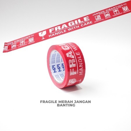 

Lakban Fragile Merah 48 mm x 100 Yard - Handle With Care Jangan Di Banting - MPI Bandung