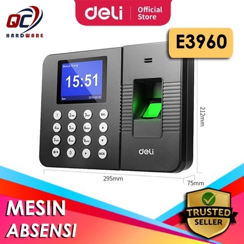 Mesin Absensi Deli E3960 Sidik Jari - 1000 Karyawan / Mesin Absensi DELI E 3960
