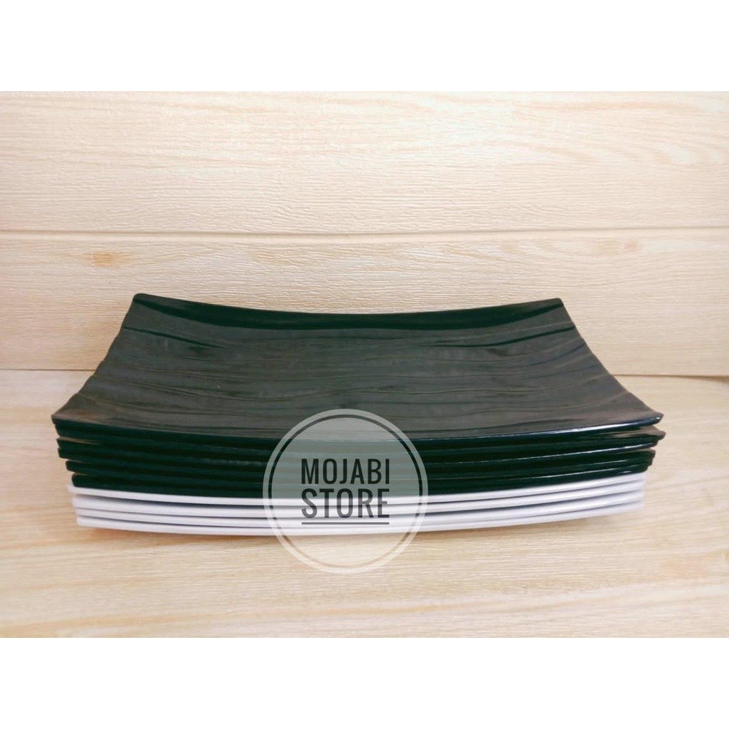 12 PCS PIRING SUSHI MELAMIN ULIR PERSEGI LEBAR 26 CM MODEL PERSEGI PANJANG TEBAL DAN KOKOH