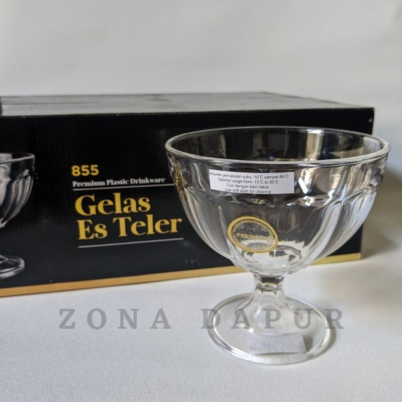 (6 pcs) Gelas Es Teler Golden Dragon 540 ml, Gelas Sop Buah Plastik Bening