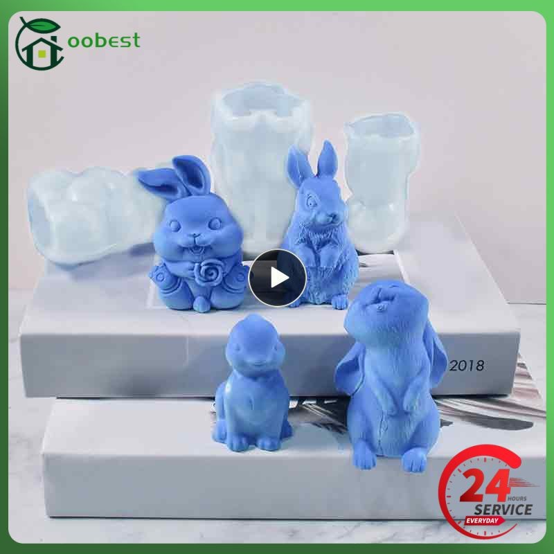 

3d Rabbit Mold Cute Gypsum Aromatherapy Soap Resin Candle Silicone Mould 2023 Wholesale Mousse Cookie Making Silicone Mould