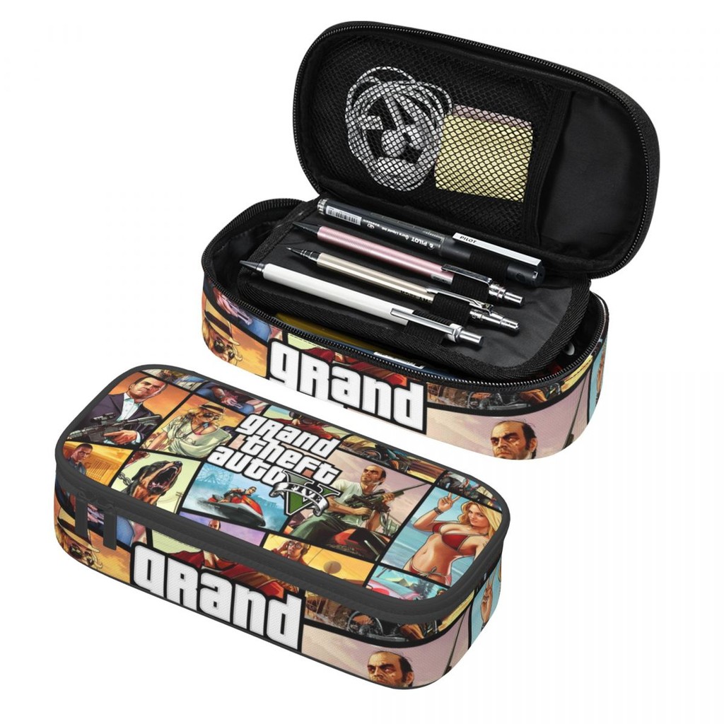 

Custom GTA 5 Video Game Kawaii Pencil Case Girls Boys Large Capacity Grand Theft Auto Pencil Pouch School Supplies