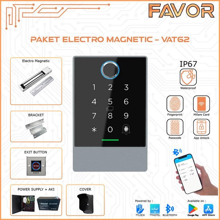 

FAVOR VAT62 Paket Smart Access Door Access Control Waterproof Fingerprint IC Card Passcodes App Electric Magnetic Lock